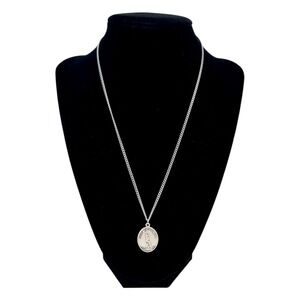 Sterling Silver Saint Christopher Gymnast Medal Necklace 18" Stainless Chain